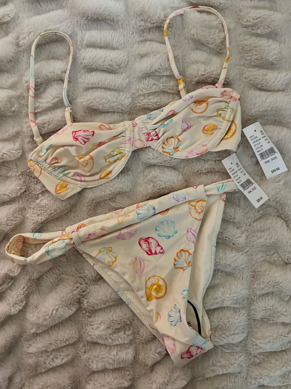 Pacsun Women’s Cream Seashell Print Bikini Set